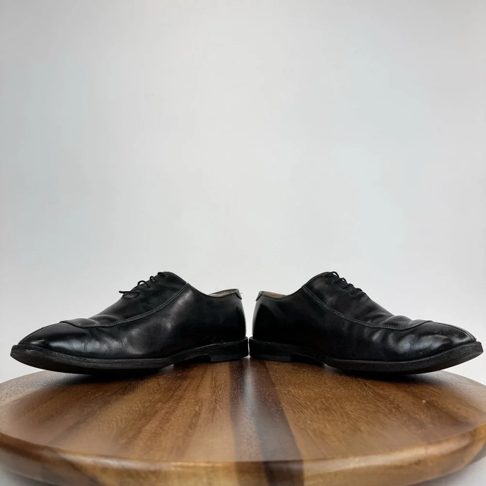 Mens Allen Edmonds Berkeley Black Leather Apron Toe Oxfords Dress Shoes Size 9.5